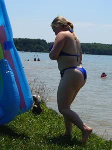 Pale white pawg in tiny bikini