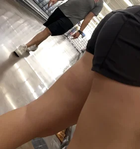Cute college girl at Walmart in tight lulu shorts