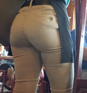 Blonde Waitress With Nice Ass in Khaki Pants (First Time Using Front Camera)