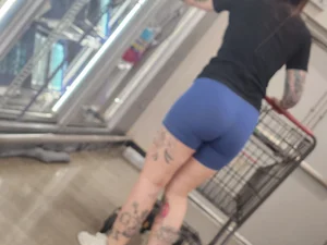 Out In The Wild 59 (tatted up bubble butt blue legging shorts)