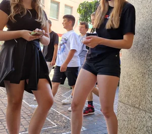 A Masked Girl in Denim Shorts With Sexy Legs Street Creepshots Gallery
