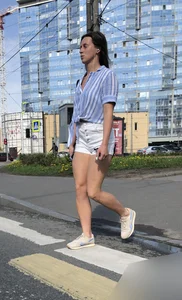 Girl With Awesome Muscular Body in White Shorts Street Creepshots Gallery