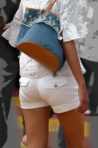 Hot Ass in White Shorts with Visible Panty Like Street Closeup Creepshot