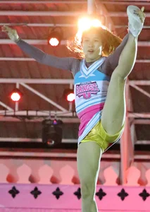 Bunch of athletic Thai cheerleaders at a competition
