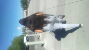 College Latina in gray leggings