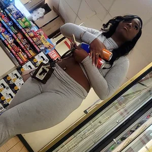 Meaty juicy ebony in grey outfit
