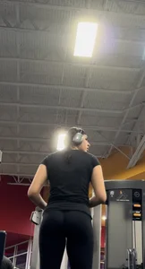 Black tight leggings with thong slightly showing (face pics included)