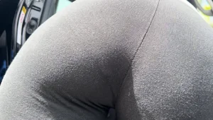 PAWG VPL super see through show off at car wash