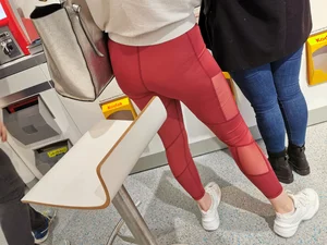 Nice ass in tight red leggings shopping