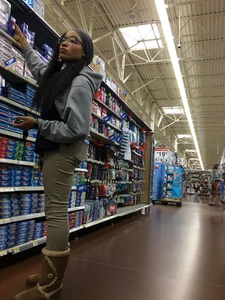 Black Walmart employee with a nice booty in tight jeans