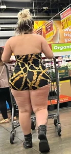 HOT Latina MILF showing off FAT ASS in revealing one-piece at grocery store