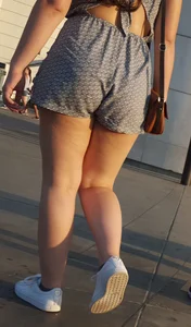Slightly thick brunette at an observatory in short shorts with a nice booty