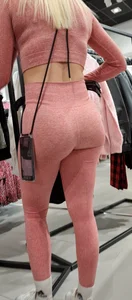 Fit Blonde in pink leggings (Slight VTL)