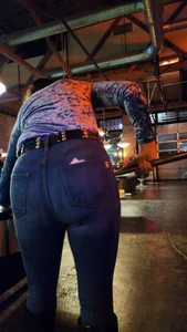 Milf in Tight Jeans playing pool