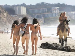 Nude beach and topless girls
