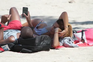Big collection of various sexy girls on a beach in bikinis
