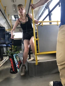 Girl in Mini Shorts with Nice Legs Public Bus Candid Pics