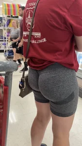 GF in Birkenstocks + leggings shorts
