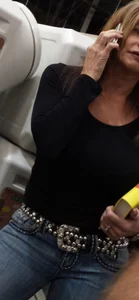 Milf in jeans shopping with big tits
