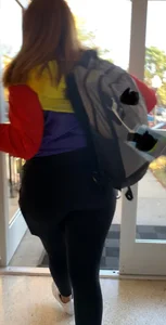 Thicc ass in leggings and a glimpse of her friend