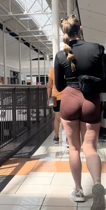 Super tight round ass EATING UP spandex shorts