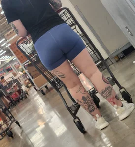 Out In The Wild 59 (tatted up bubble butt blue legging shorts)