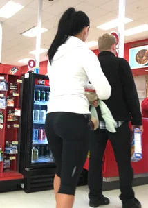 Brunette with amazing ass in leggings shopping at Target