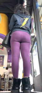 Nerdy Indian MILF purple leggings