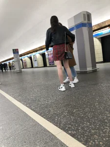 Hot slim legs in subway