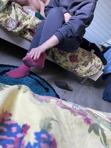 Sexy feet in red socks