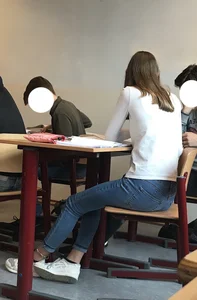 Gallery of Photos in College Classroom - Candid Girls in Jeans, Pantyhose and Skirts