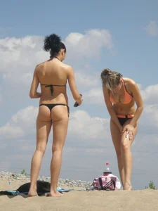 Sexy beach and poolside girls in swimsuits, mostly candid