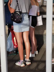 Hot Girls in Blue Denim Shorts and a Skirt Street Creepshots