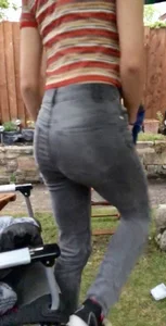 Nice Booty in Grey Jeans at the Back Yard Creepshot