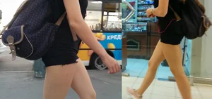 Sexy Ginger Teen in Mini Shorts Street Creepshots