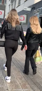 Blonde big booty teen in black leggings