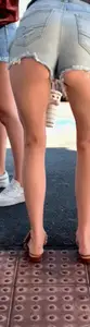 Skinny blonde long legs and denim shorts w/ cheeks