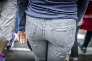 Tight Grey Jeans Close Ups