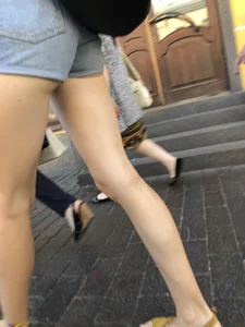 Long Skinny Legs in Sandals Street Creepshot