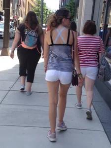 Philly girl with a nice ass in white shorts with vpl