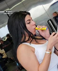 Megapost: Beautiful M.E in ALL white outfit vaping. (GIF)