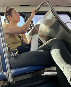 Tight ass found on the bus with slight VPL