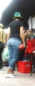 Brunette with a fat ass in tight jeans