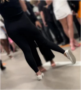 Cute petite blond wearing hot yoga pants