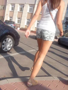 Cute Girl in Sandals and Mini-Shorts Candid - Hot Legs