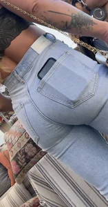 Hot college girl squeezed into those jeans