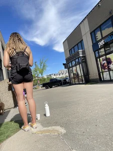 Plump teen VPL biker shorts