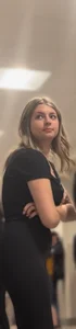 Cute petite blond wearing hot yoga pants