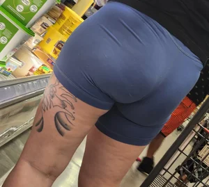 Out In The Wild 59 (tatted up bubble butt blue legging shorts)