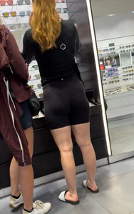 Hot redhead in black bikers (NOT OC)